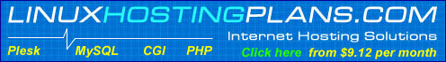 Linux Hosting Plans from $9.12 per month, includes Plesk Control Panel, MySQL databases, cgi-bin, crontab manager and 50 email accounts.